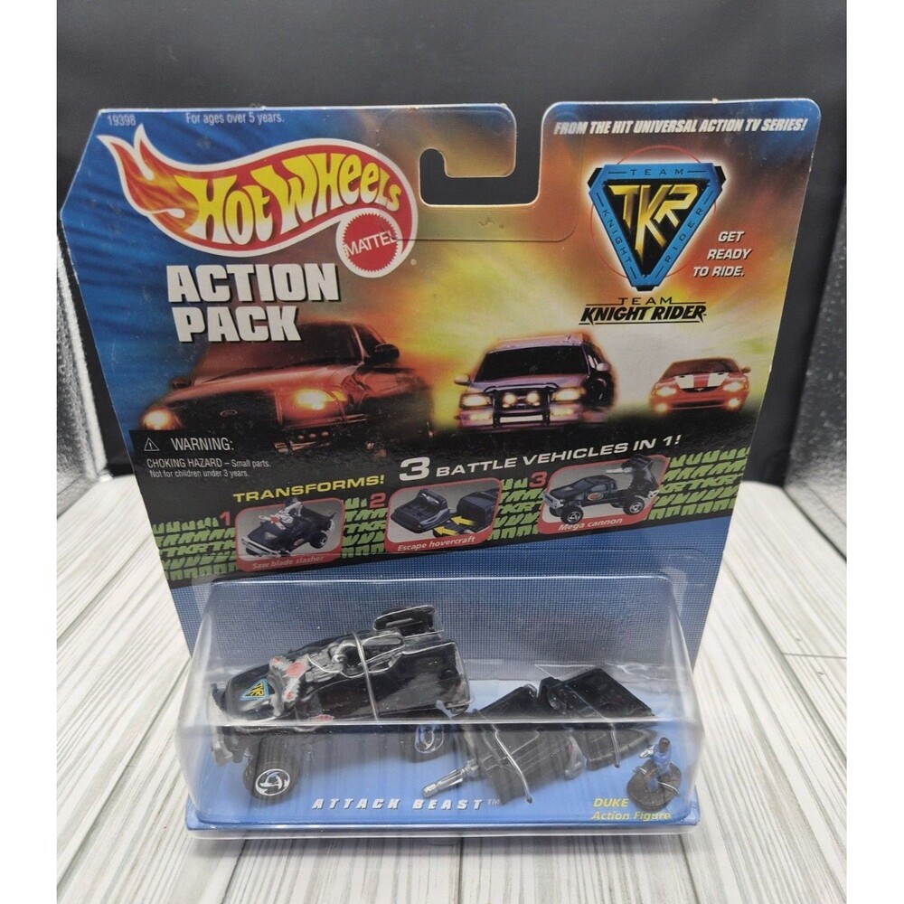 Vintage Team Knight Rider Hot Wheels Action Pack TKR Attack Beast w/Attachments
